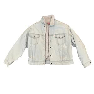 Vtg 1994 Levi's Sherpa Trucker Jacket XL Made in USA San Francisco Light Wash